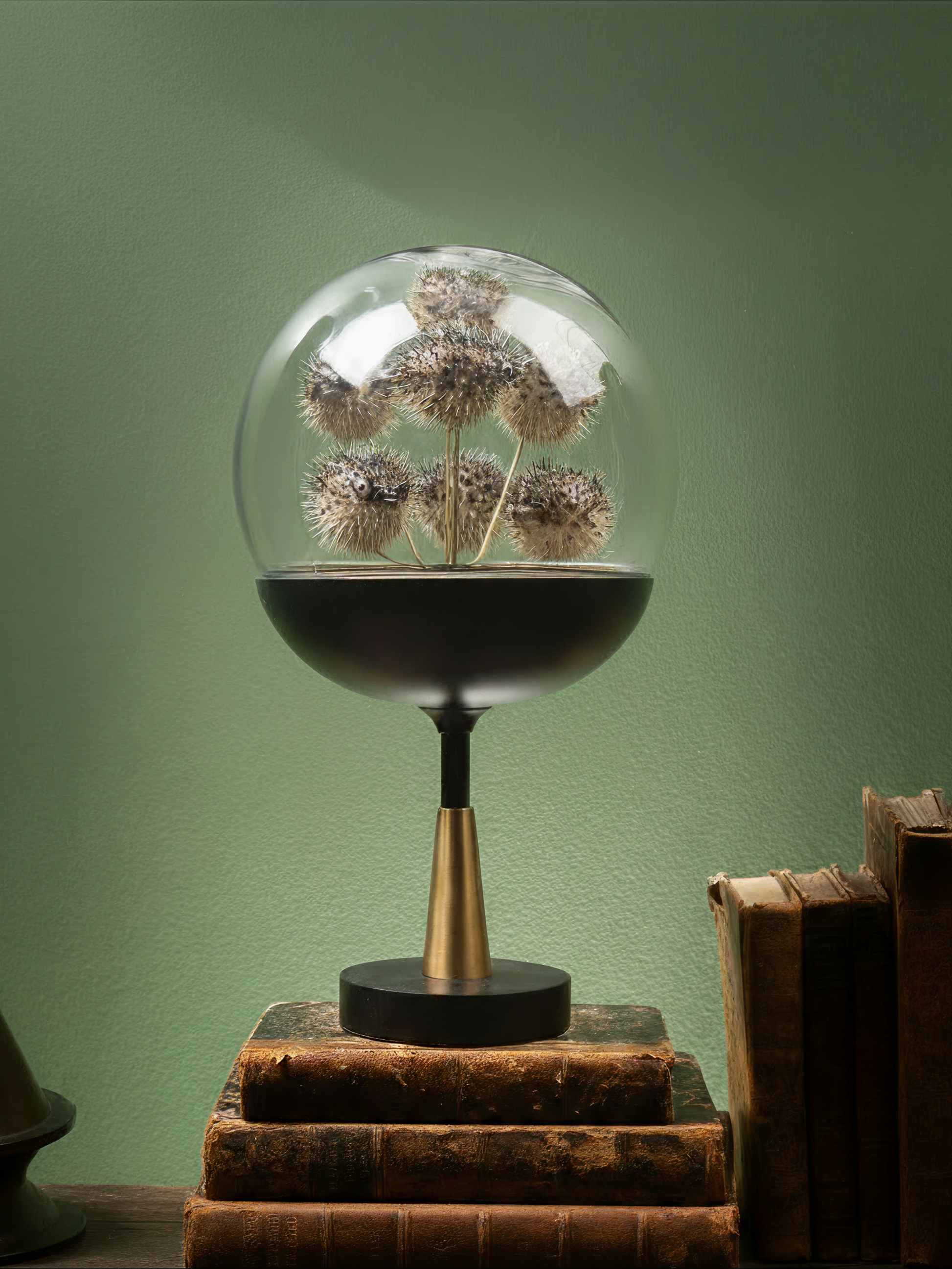 7 Pufferfish in Glass Globe Taxidermy