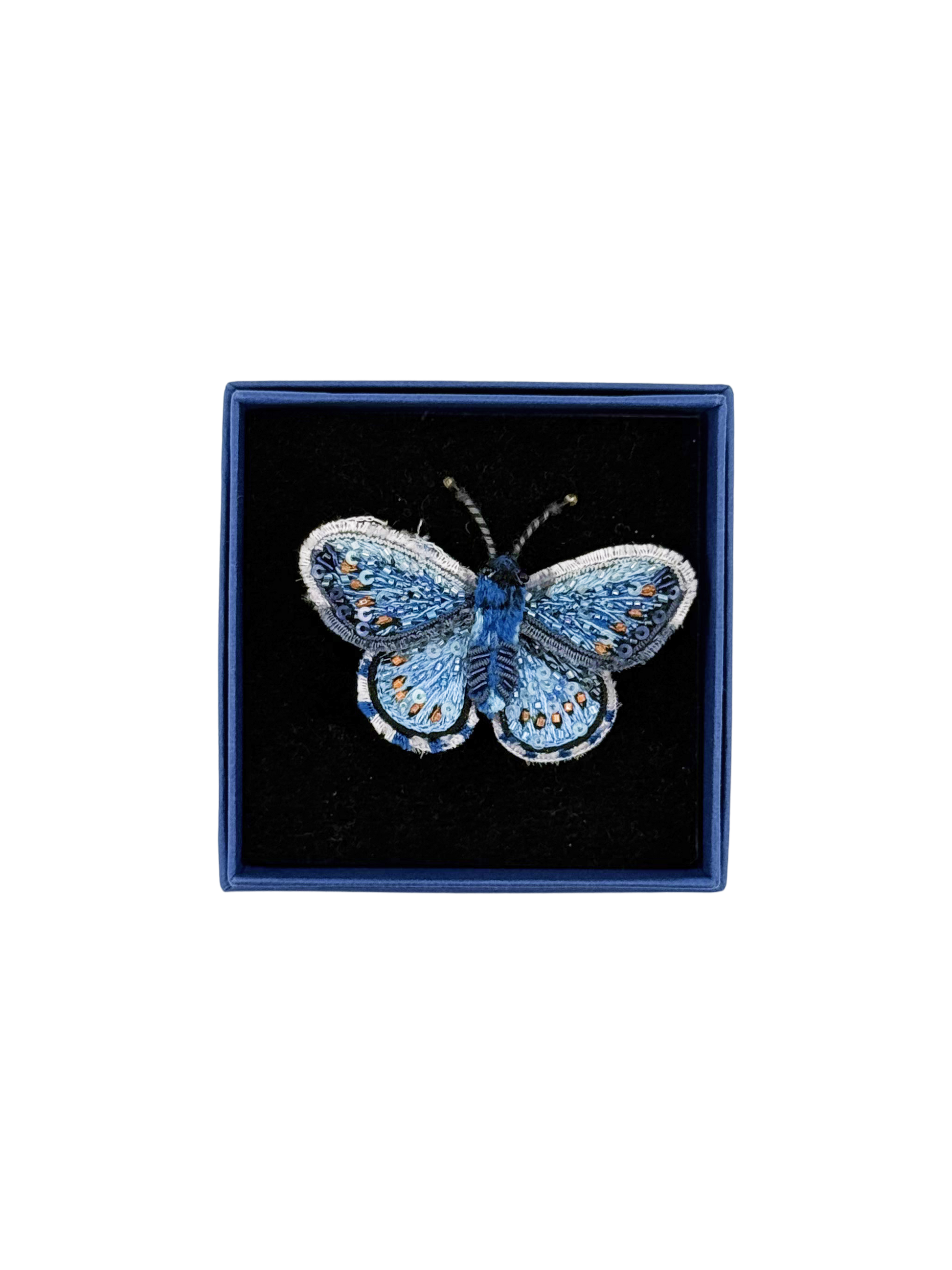 Adonis Blue Butterfly Brooch Pin