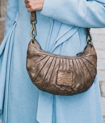 Luna Shoulder Bag With Pleats in Ice