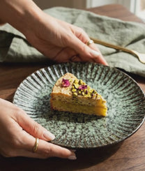 Light Petrol Black Stoneware Cake Plate