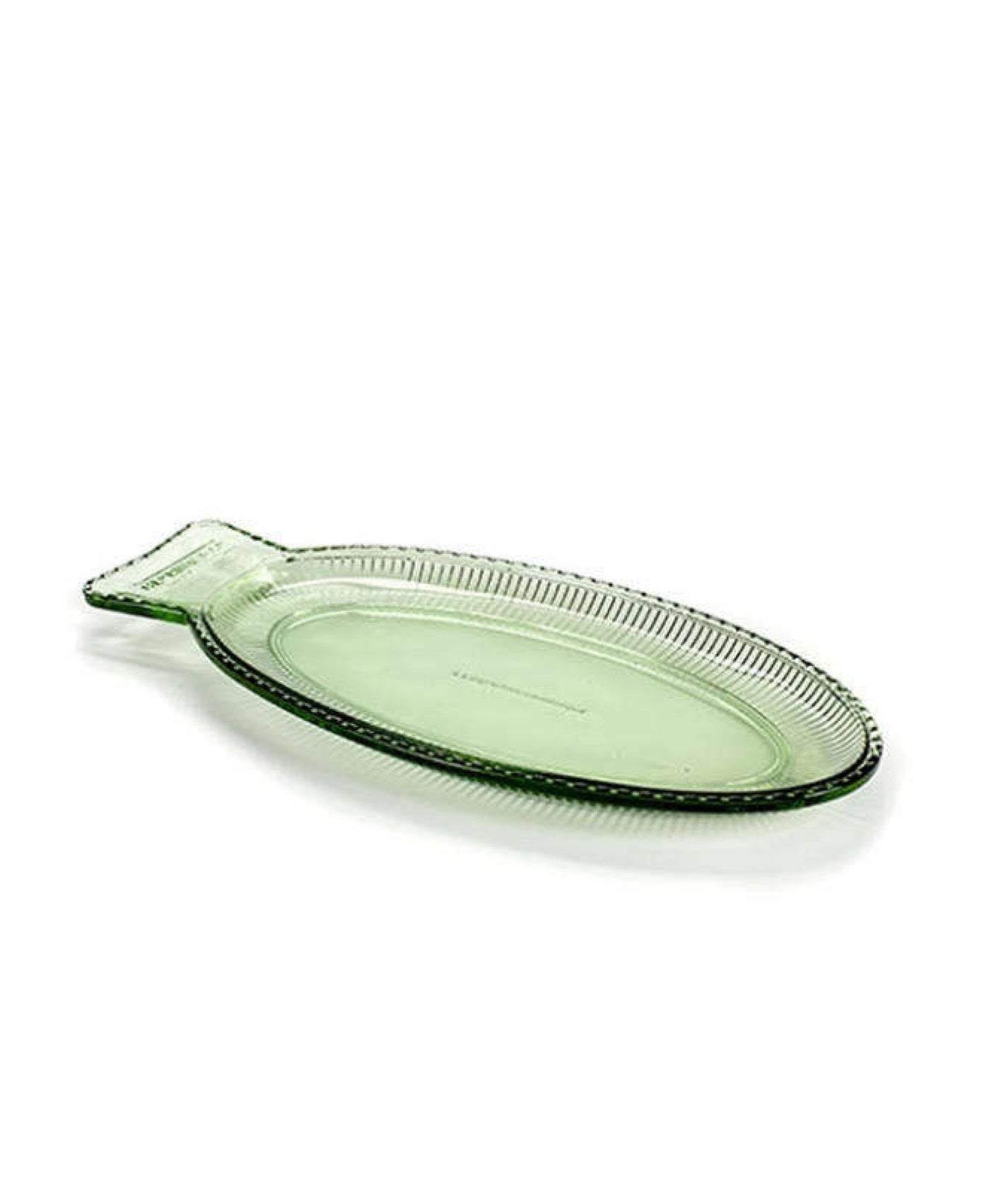 Oval Plate Transparent Green Fish