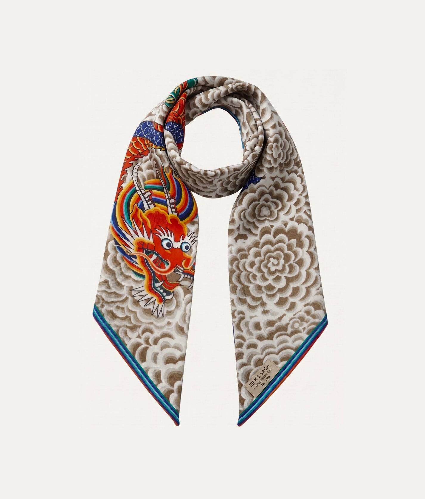 Dragon Grey 100% Silk Large Tie