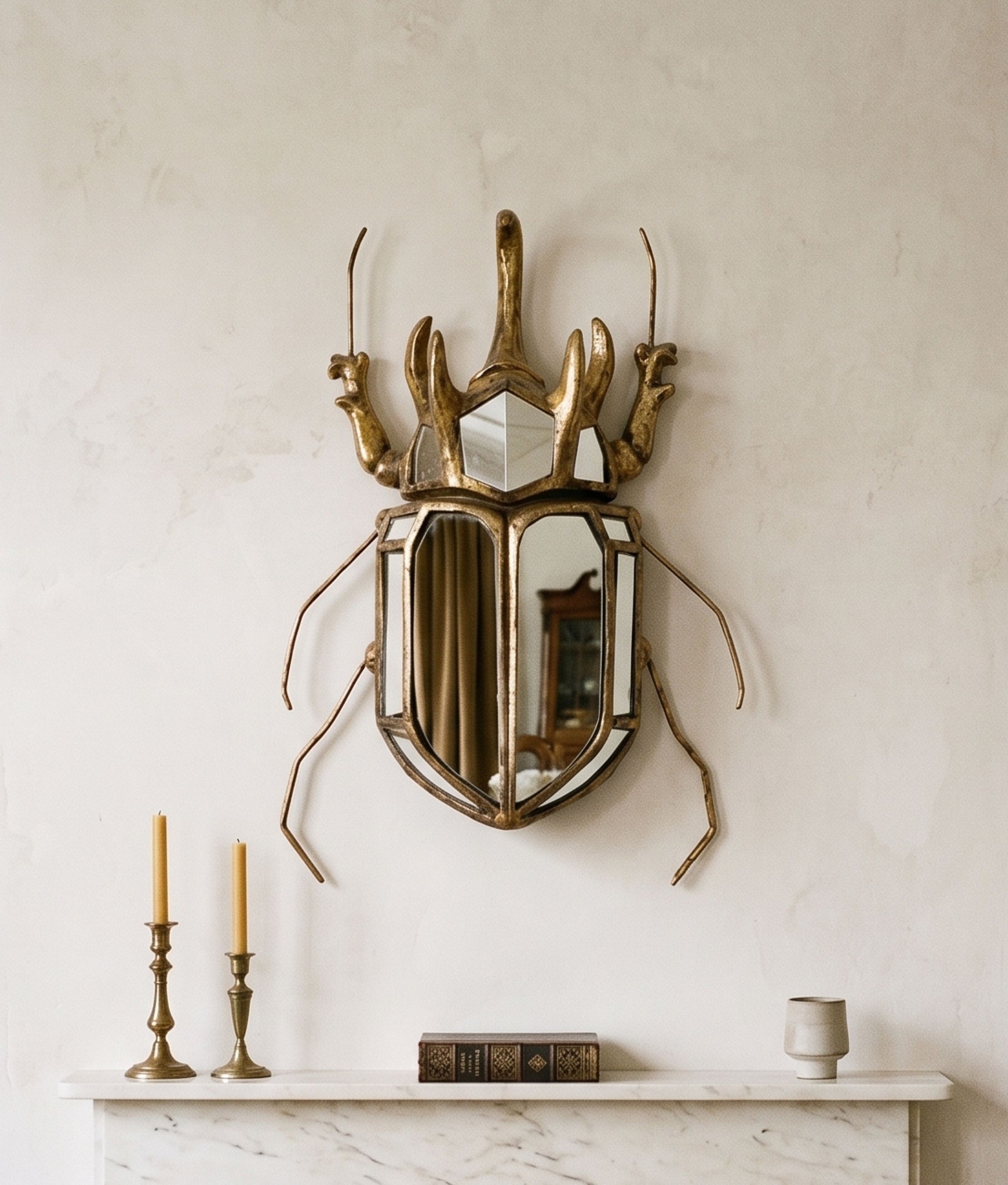 Mirrored Rhinoceros Beetle Wall Deco