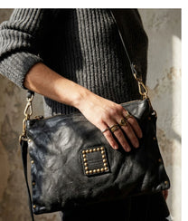 Giulia Studs Shoulder Bag In Black