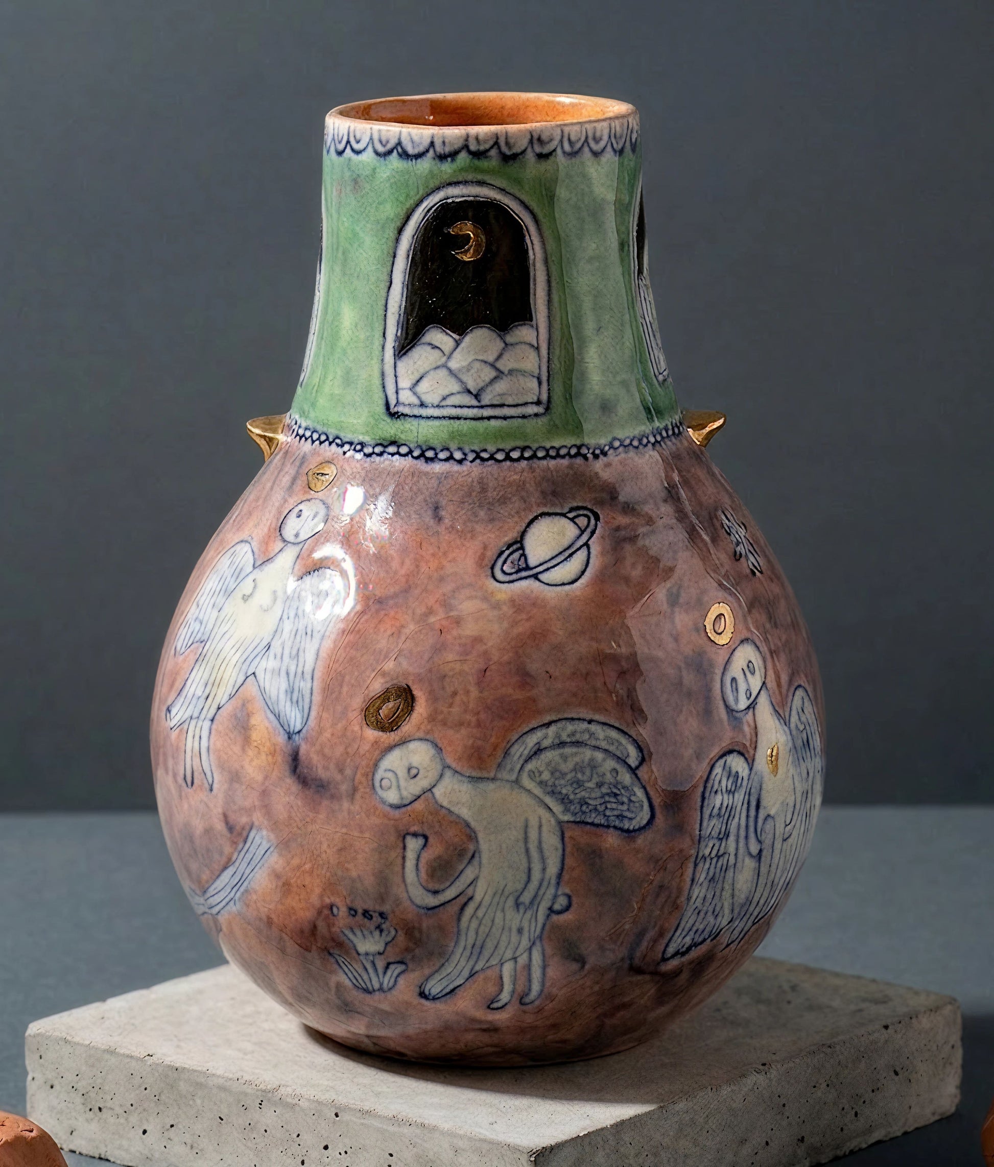 Angel Pink Glazed Ikebana Vase