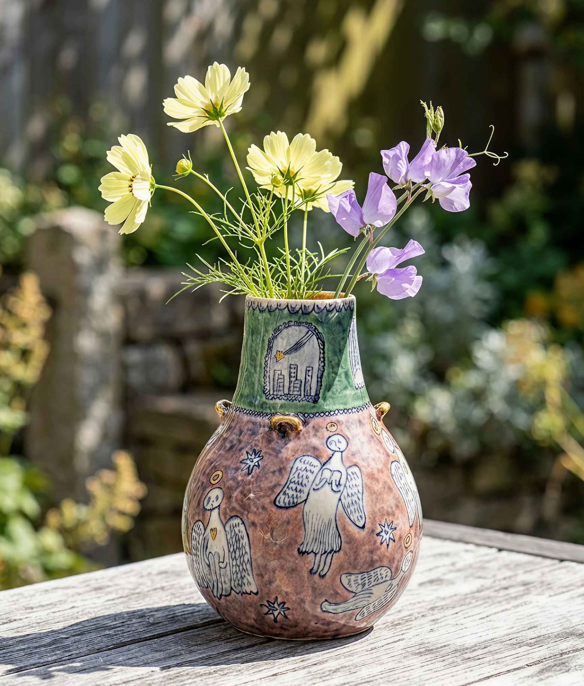 Angel Pink Glazed Ikebana Vase