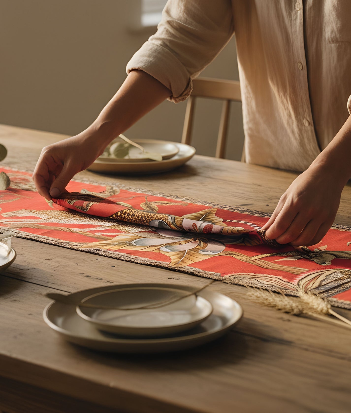 Pangolin Park Royal Red Table Runner