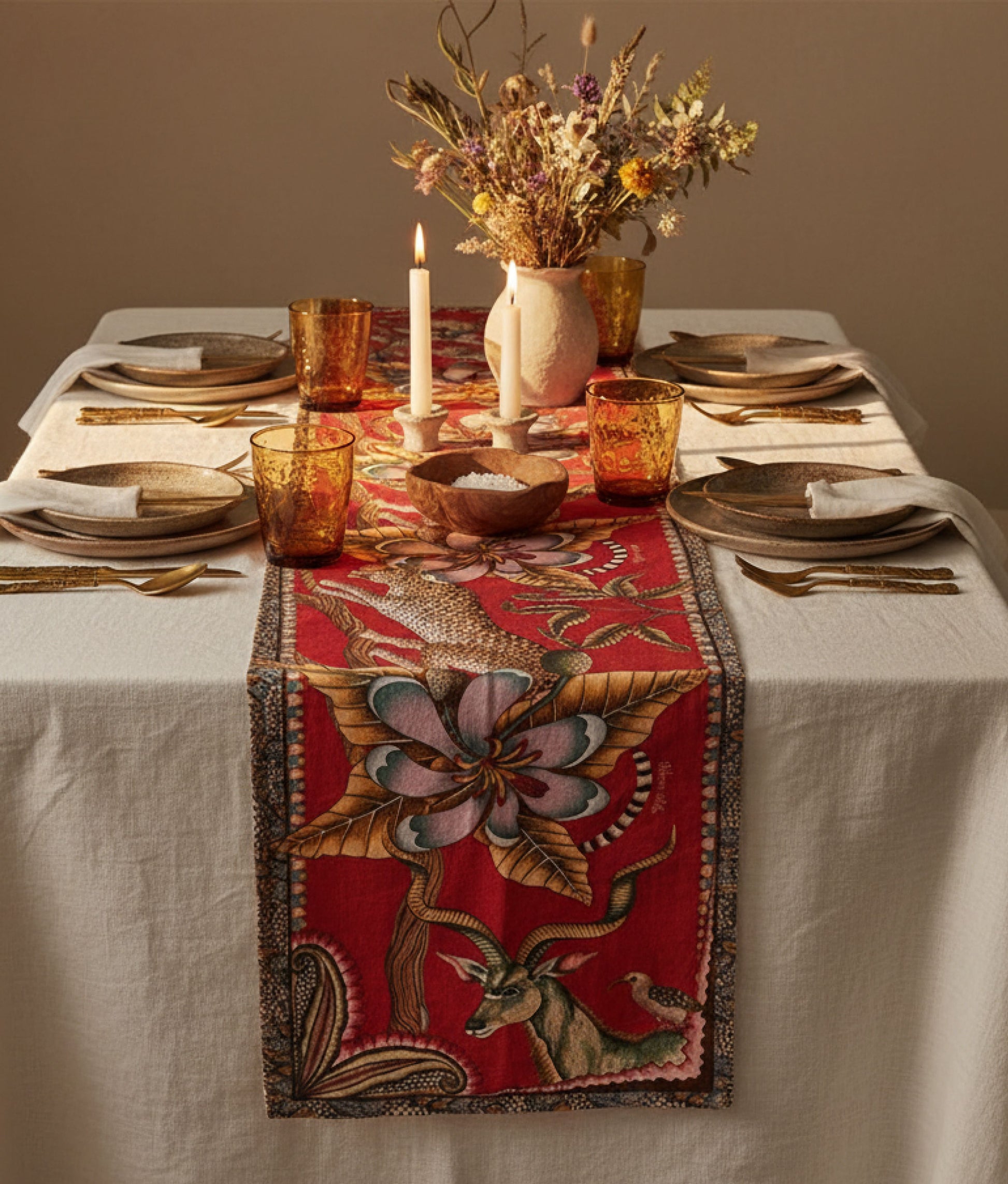 Pangolin Park Royal Red Table Runner
