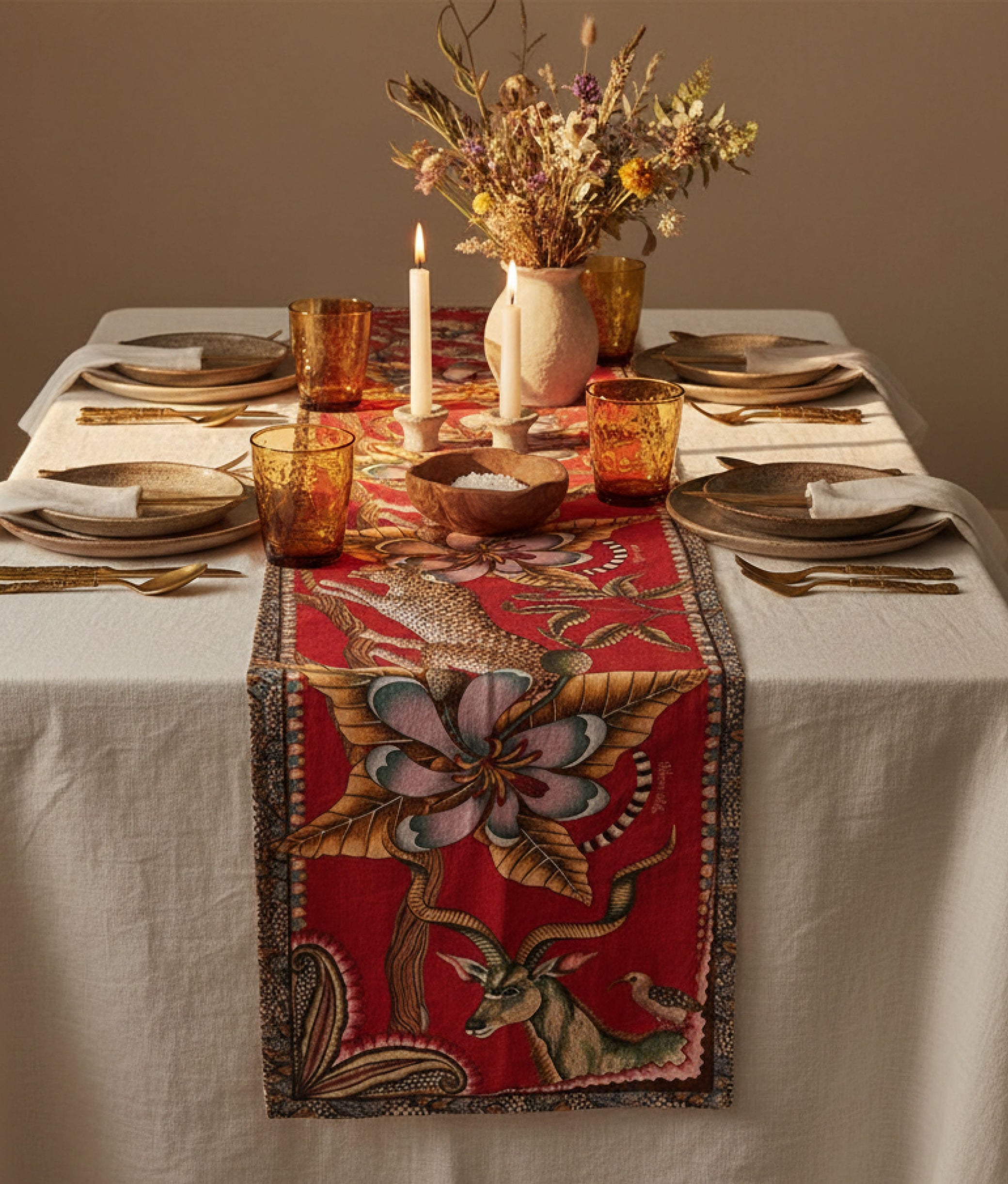 Pangolin Park Royal Red Table Runner