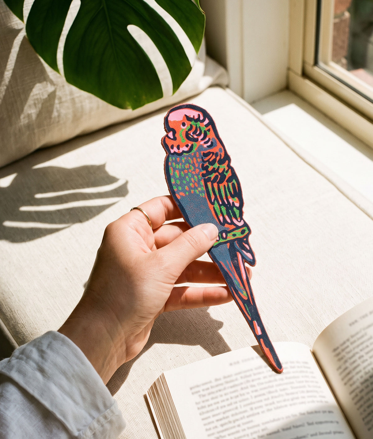 BUDGIE Red Blue Bookmark