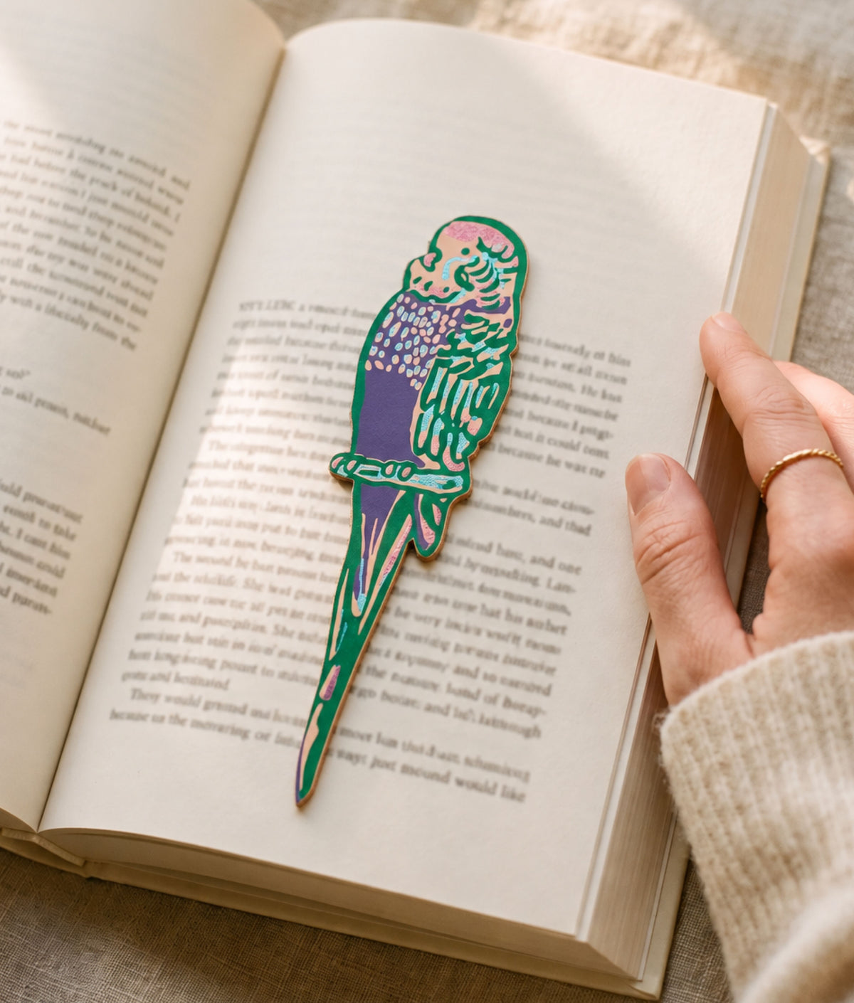 BUDGIE Pale Pink Purple Bookmark