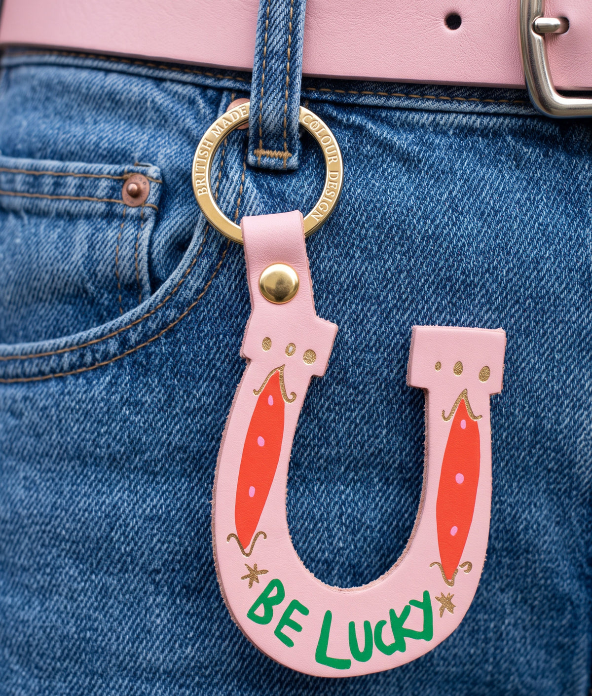 BE LUCKY Pale Pink Key Fob