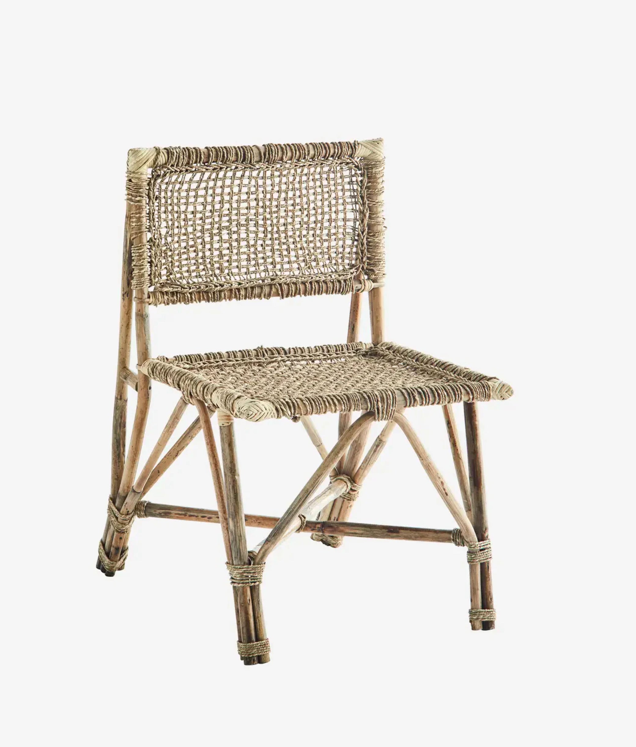 Dusty Grey Weaved Bamboo Chair