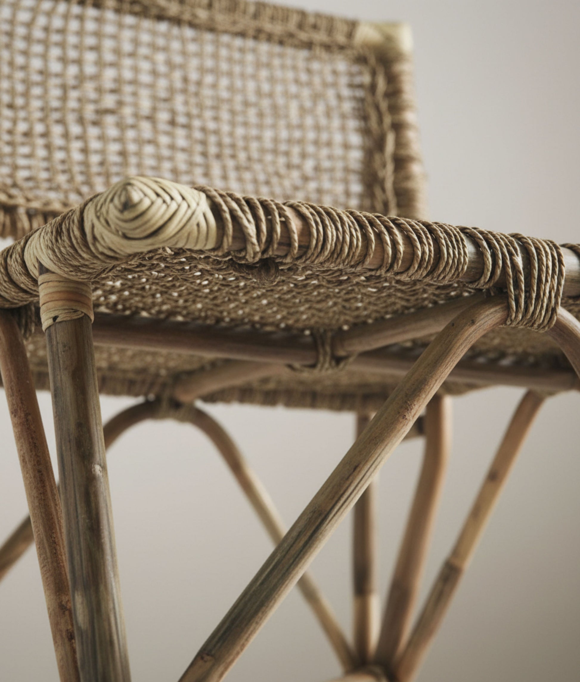 Dusty Grey Weaved Bamboo Chair