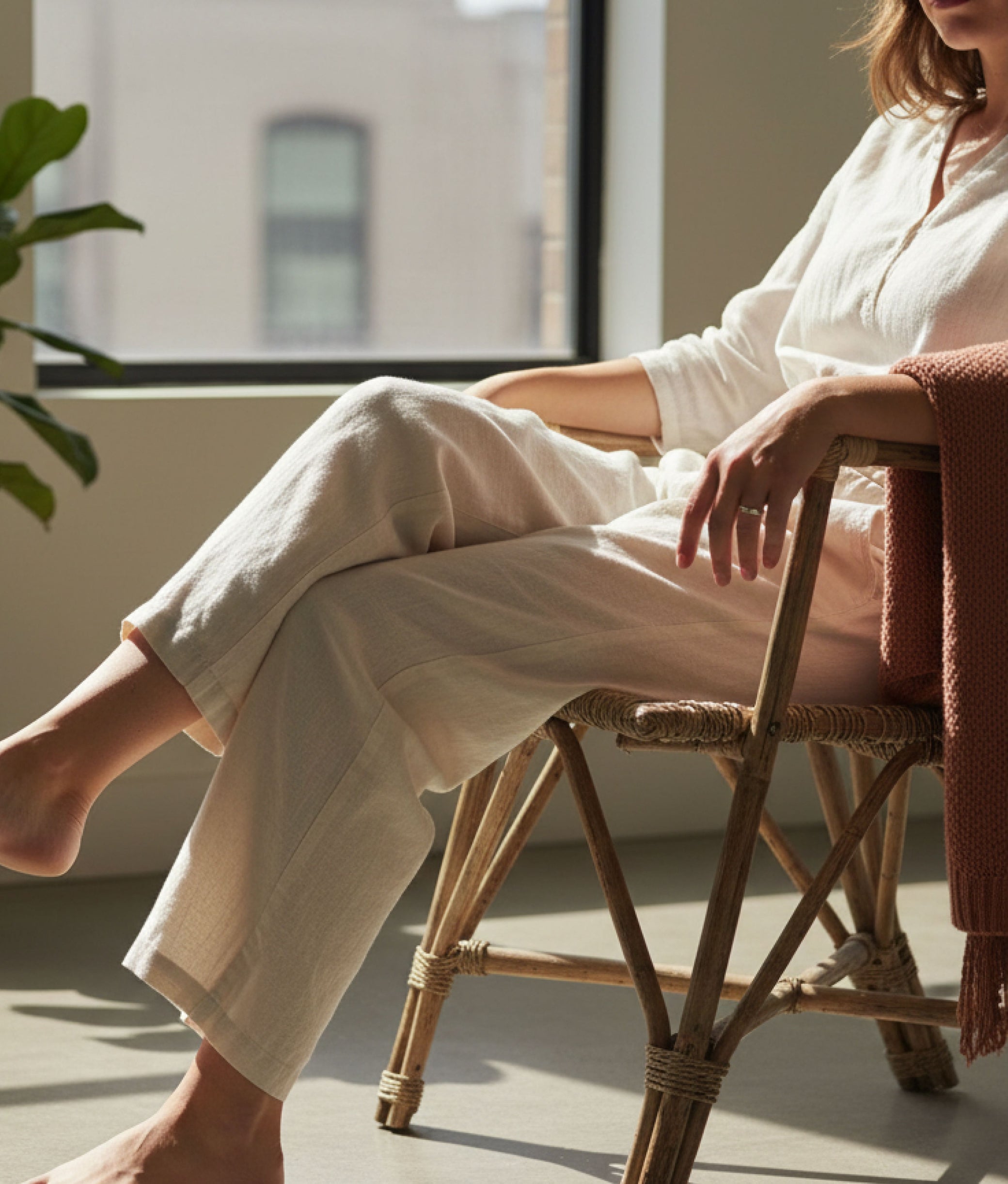 Dusty Grey Weaved Bamboo Chair