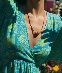 Big Talisman Fuchsia and Green necklace
