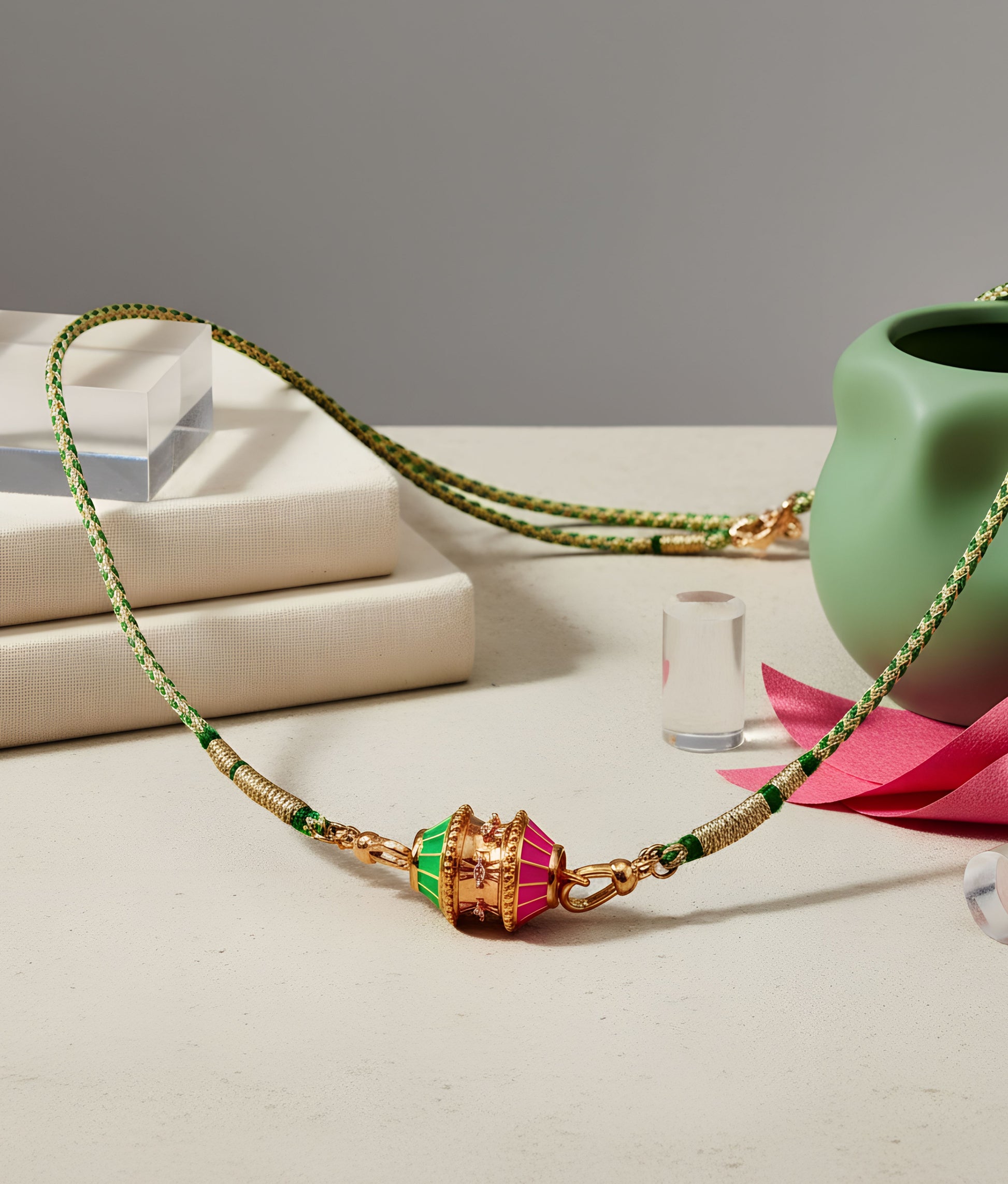 Big Talisman Pink and Fuchisa necklace