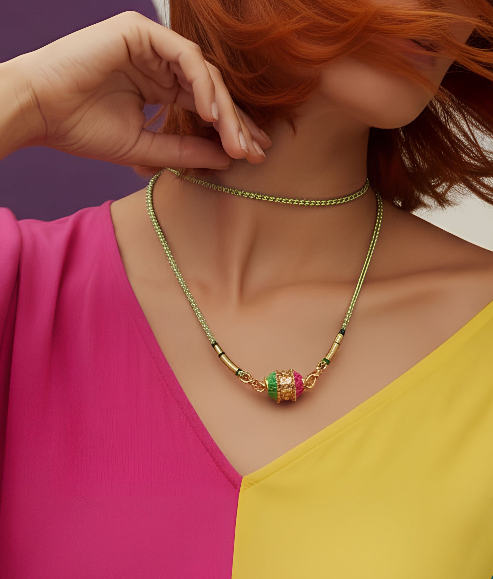 Big Talisman Pink and Fuchisa necklace