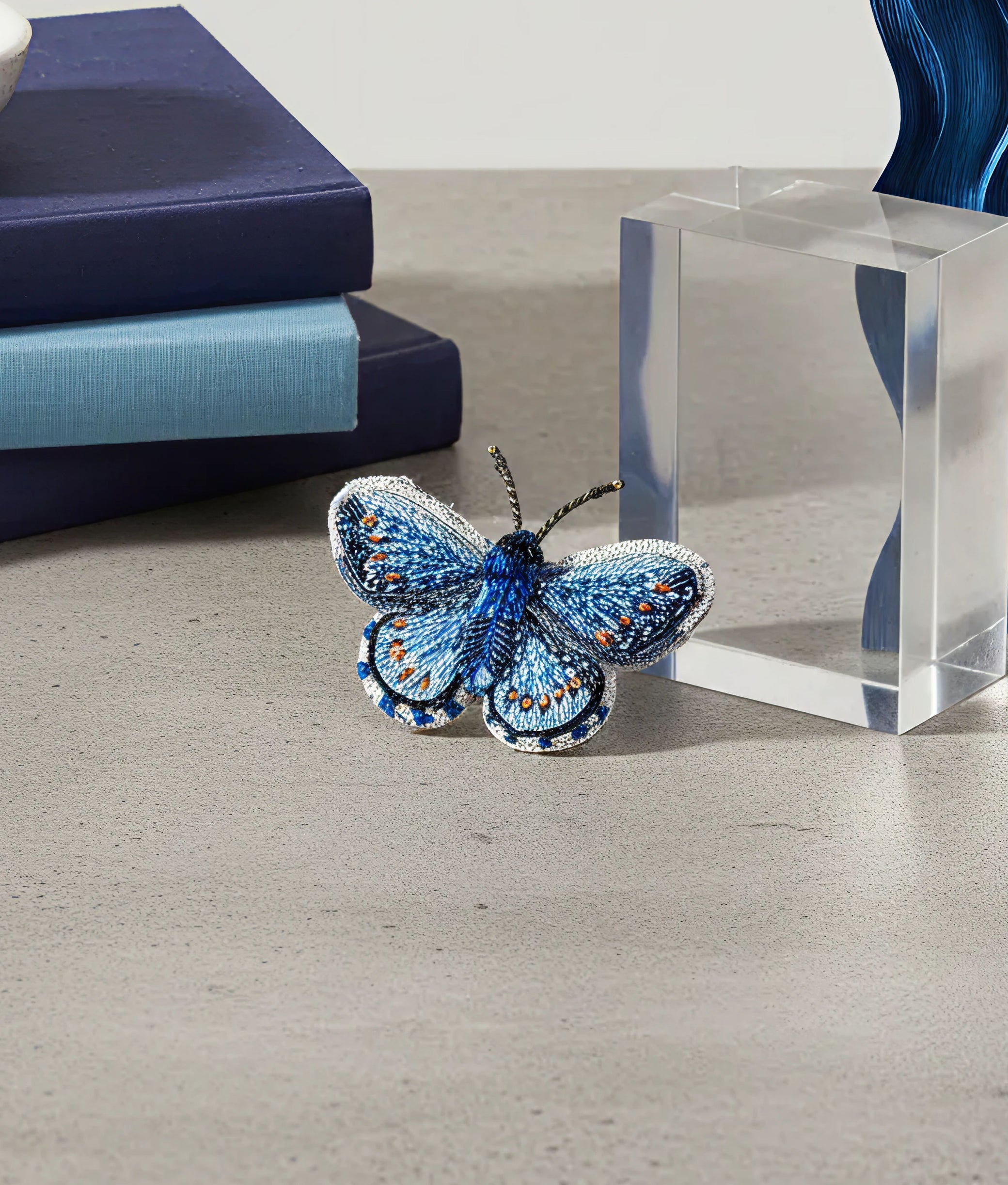 Adonis Blue Butterfly Brooch Pin