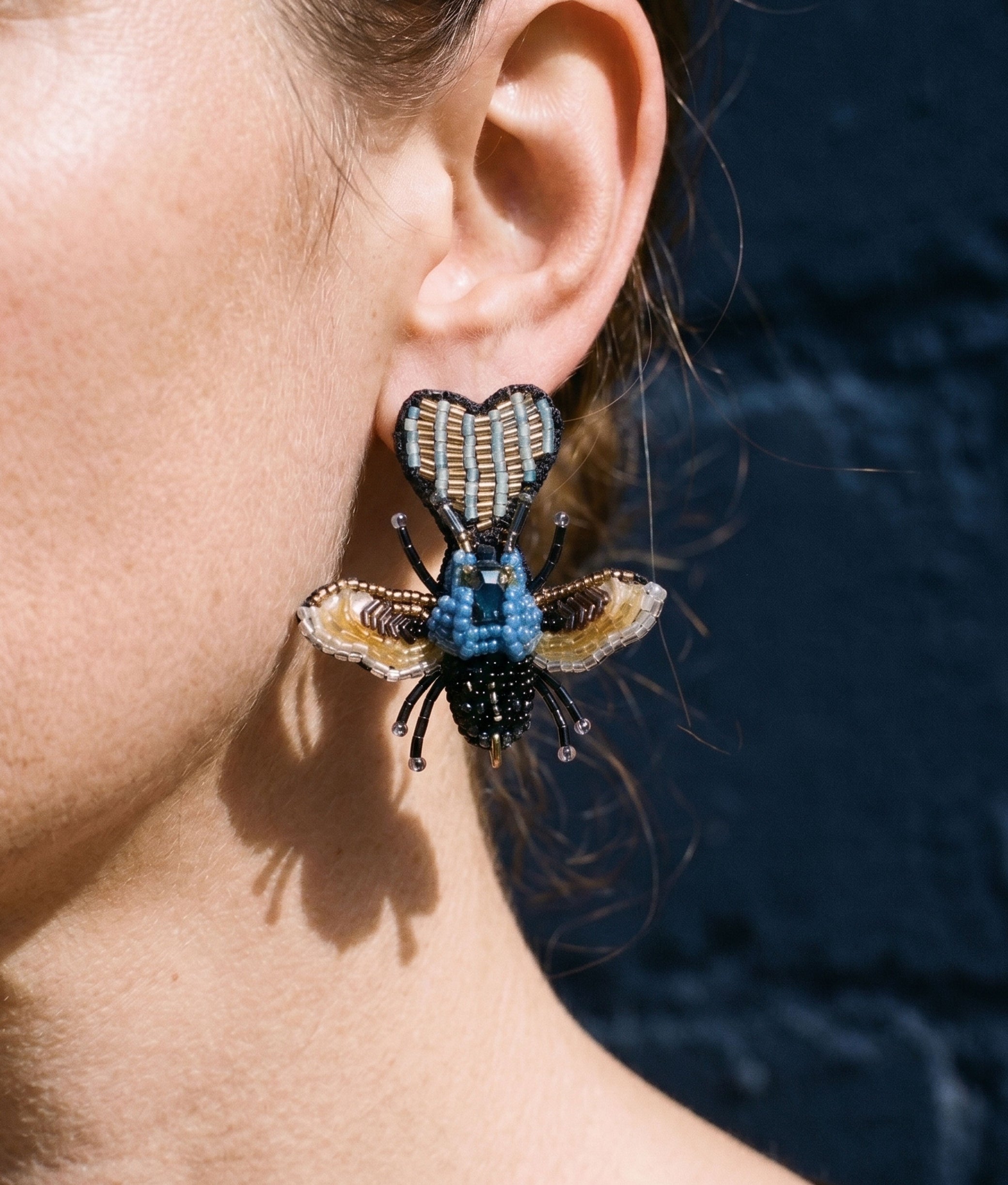 Blue Carpenter Bee Earrings