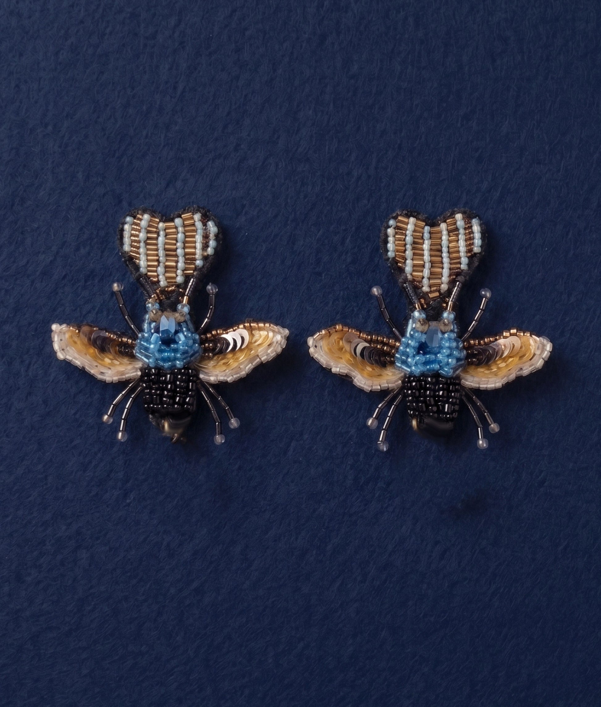 Blue Carpenter Bee Earrings