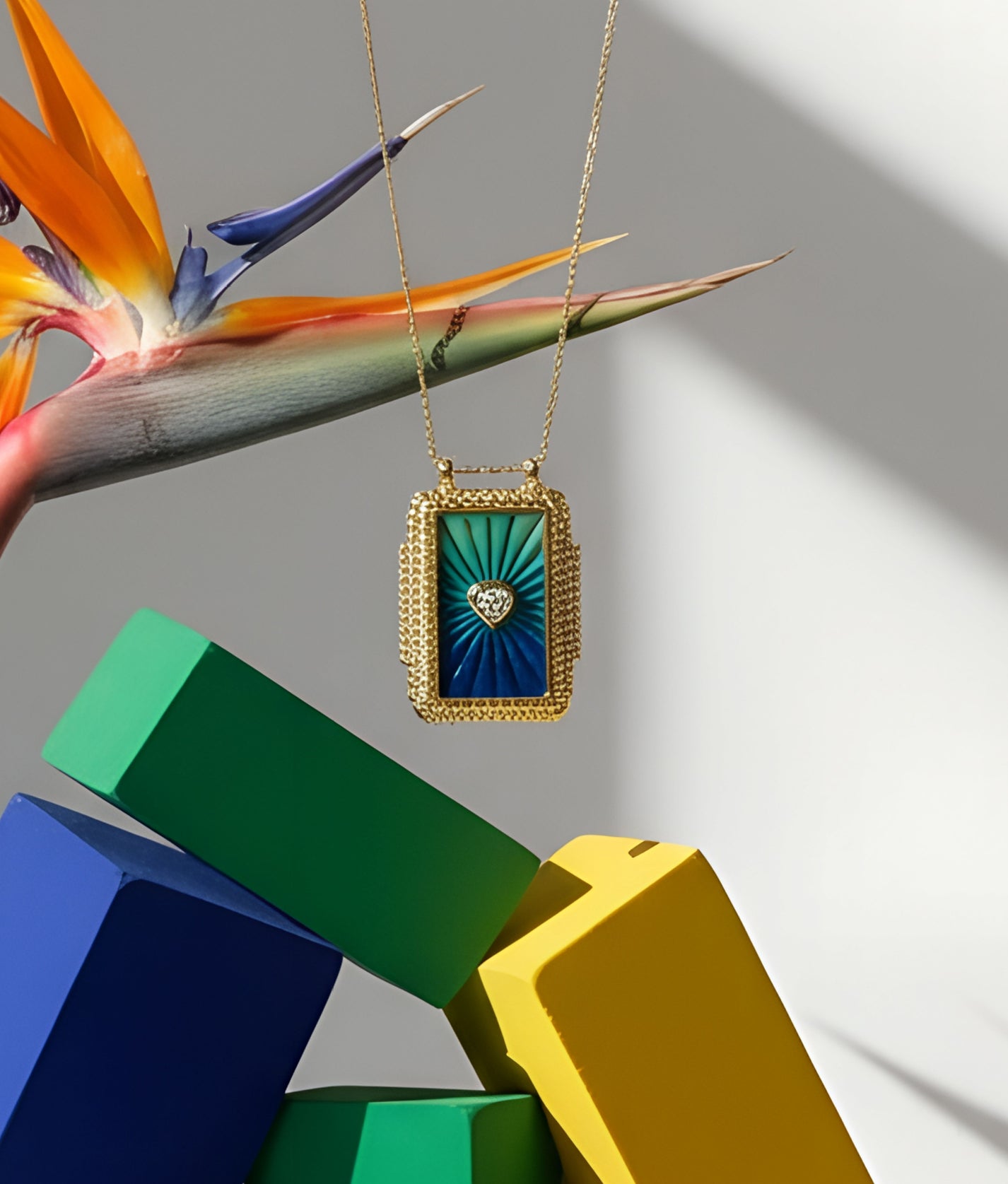 Blue Rainbow Heart Twice Boheme Necklace