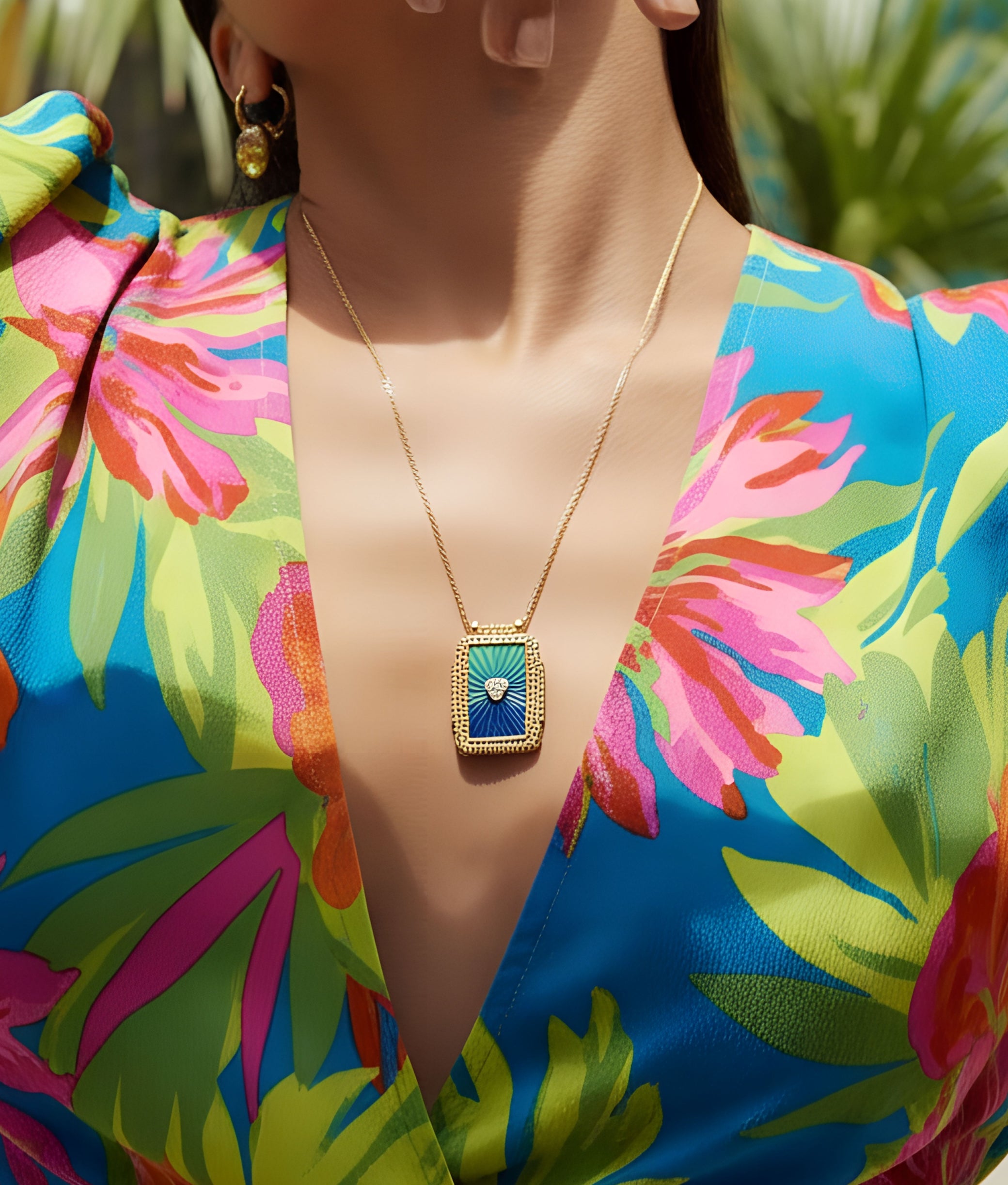 Blue Rainbow Heart Twice Boheme Necklace