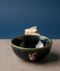 Blue Strawberry Sauce Bowl/Spoon