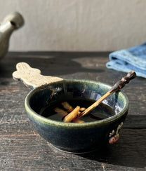 Blue Strawberry Sauce Bowl/Spoon