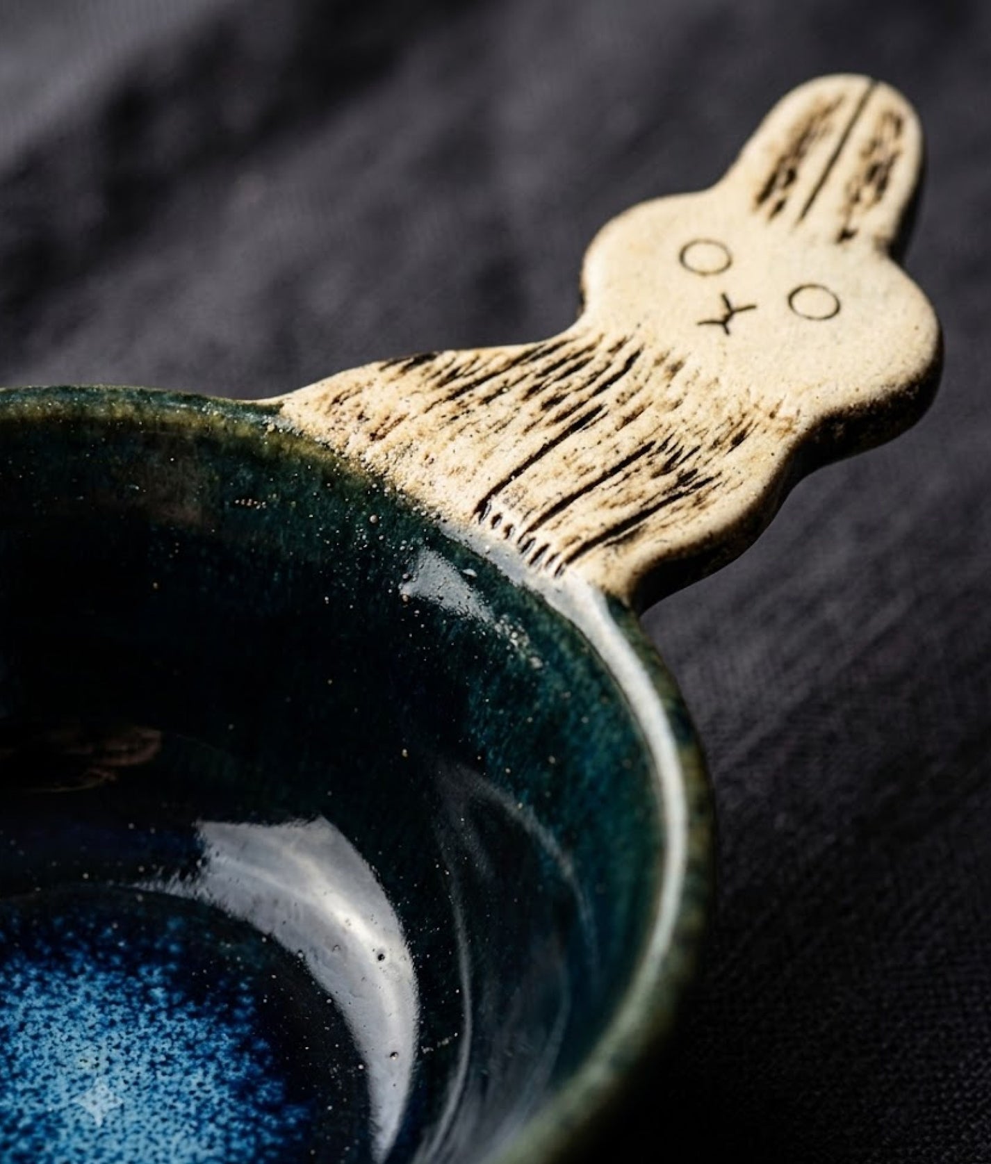 Blue Strawberry Sauce Bowl/Spoon