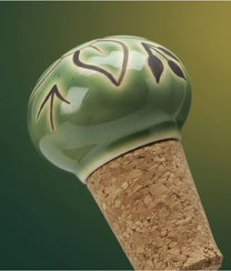 Green Brown Hand-Painted Stoneware Bottle Stopper