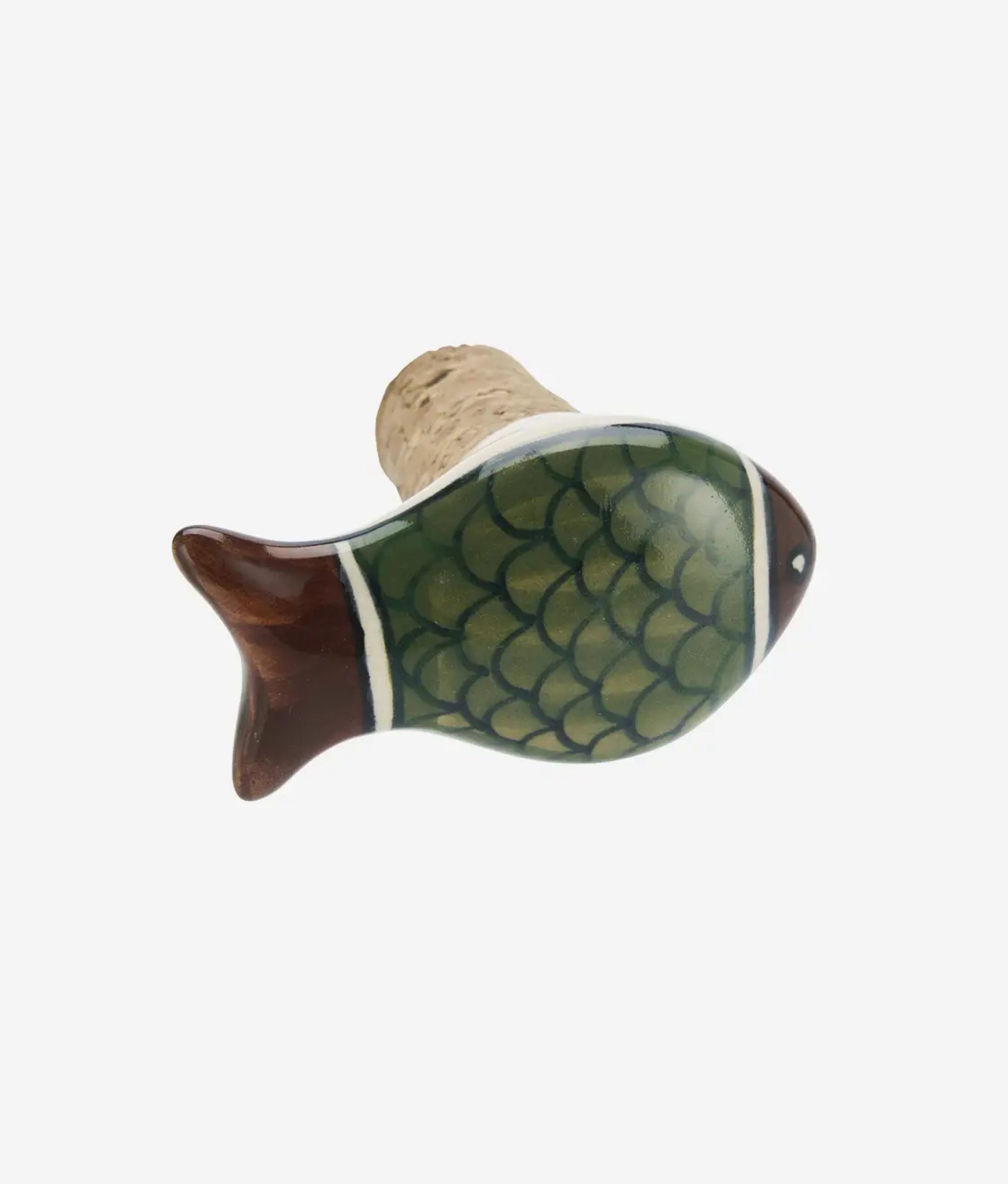 Green Fish Hand-painted Stoneware Bottle Stopper