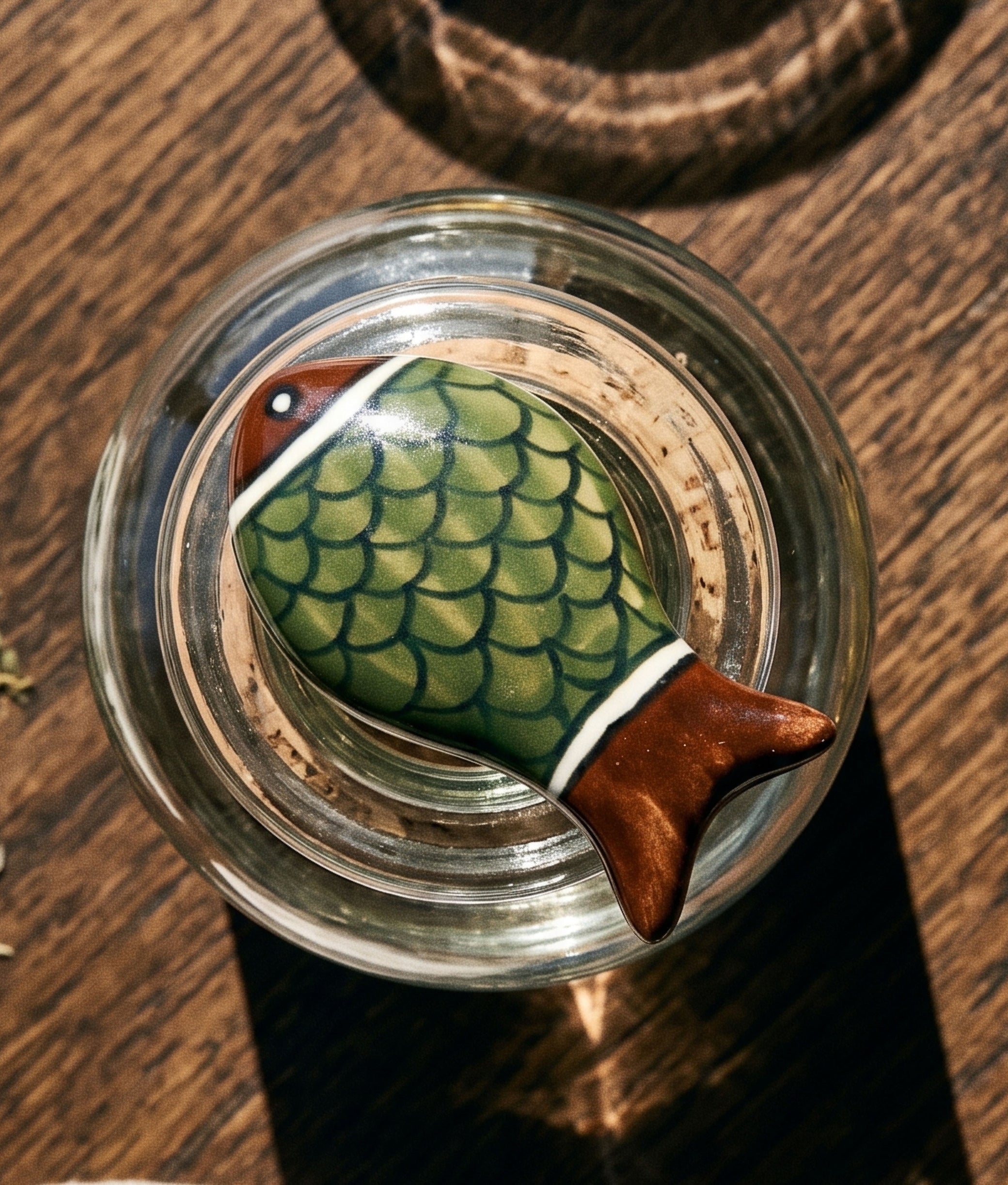 Green Fish Hand-painted Stoneware Bottle Stopper