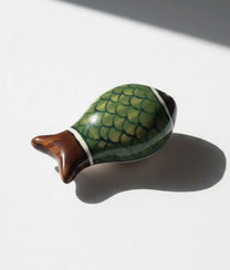 Green Fish Hand-painted Stoneware Bottle Stopper