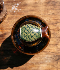 Green Fish Hand-painted Stoneware Bottle Stopper