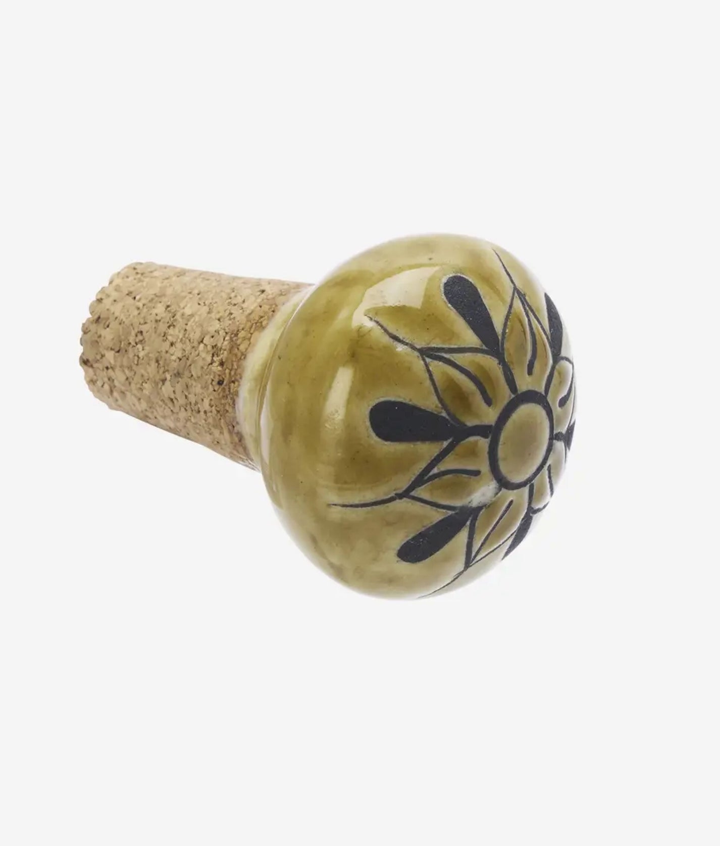 Mustard Charcoal Hand-Painted Stoneware Bottle Stopper
