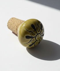 Mustard Charcoal Hand-Painted Stoneware Bottle Stopper