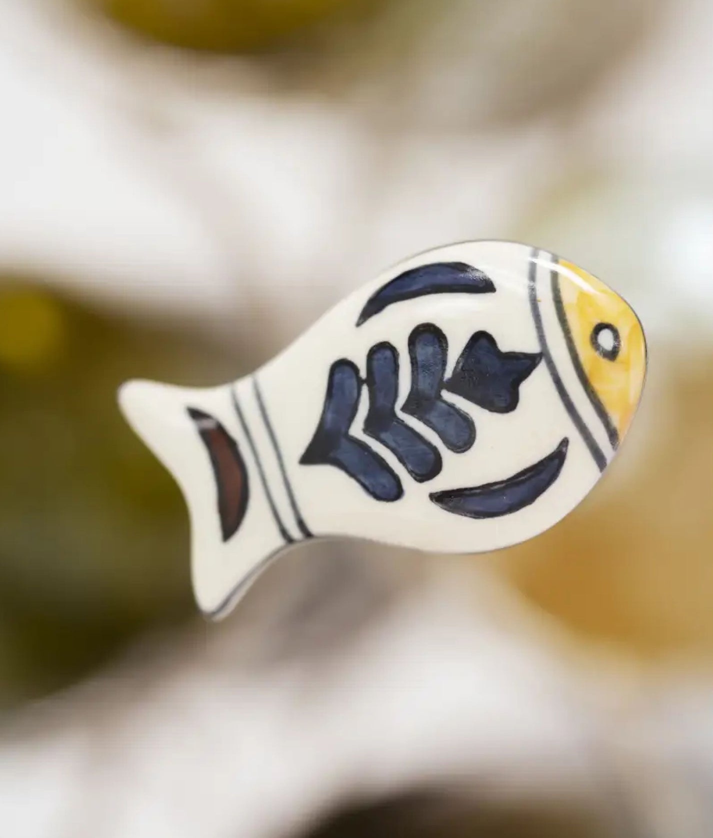 White Fish Hand-painted Stoneware Bottle Stopper