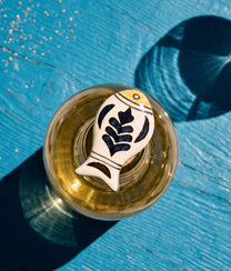 White Fish Hand-painted Stoneware Bottle Stopper