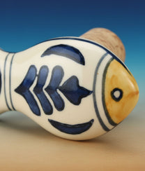 White Fish Hand-painted Stoneware Bottle Stopper