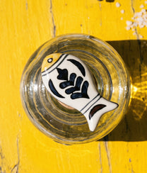 White Fish Hand-painted Stoneware Bottle Stopper