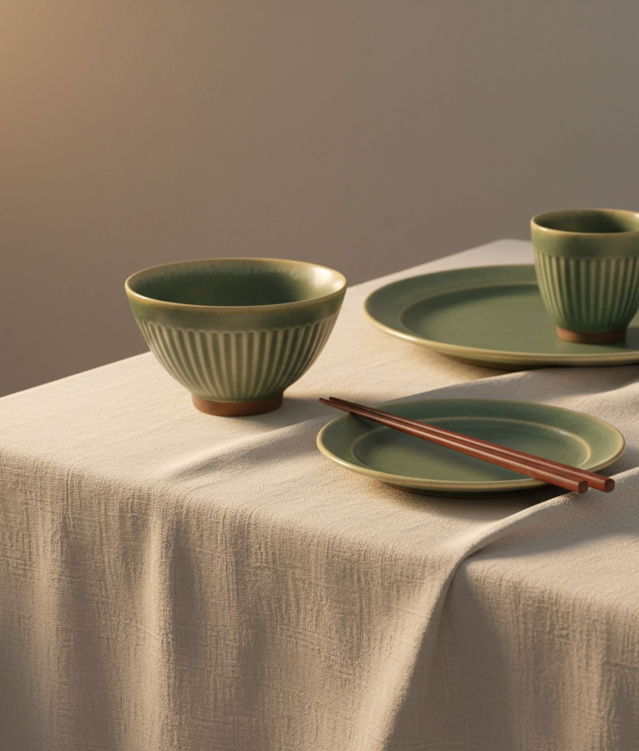 Green Stoneware Bowl