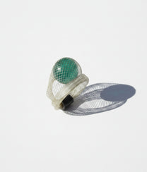 CABOCHON Light Aquamarine White Ring