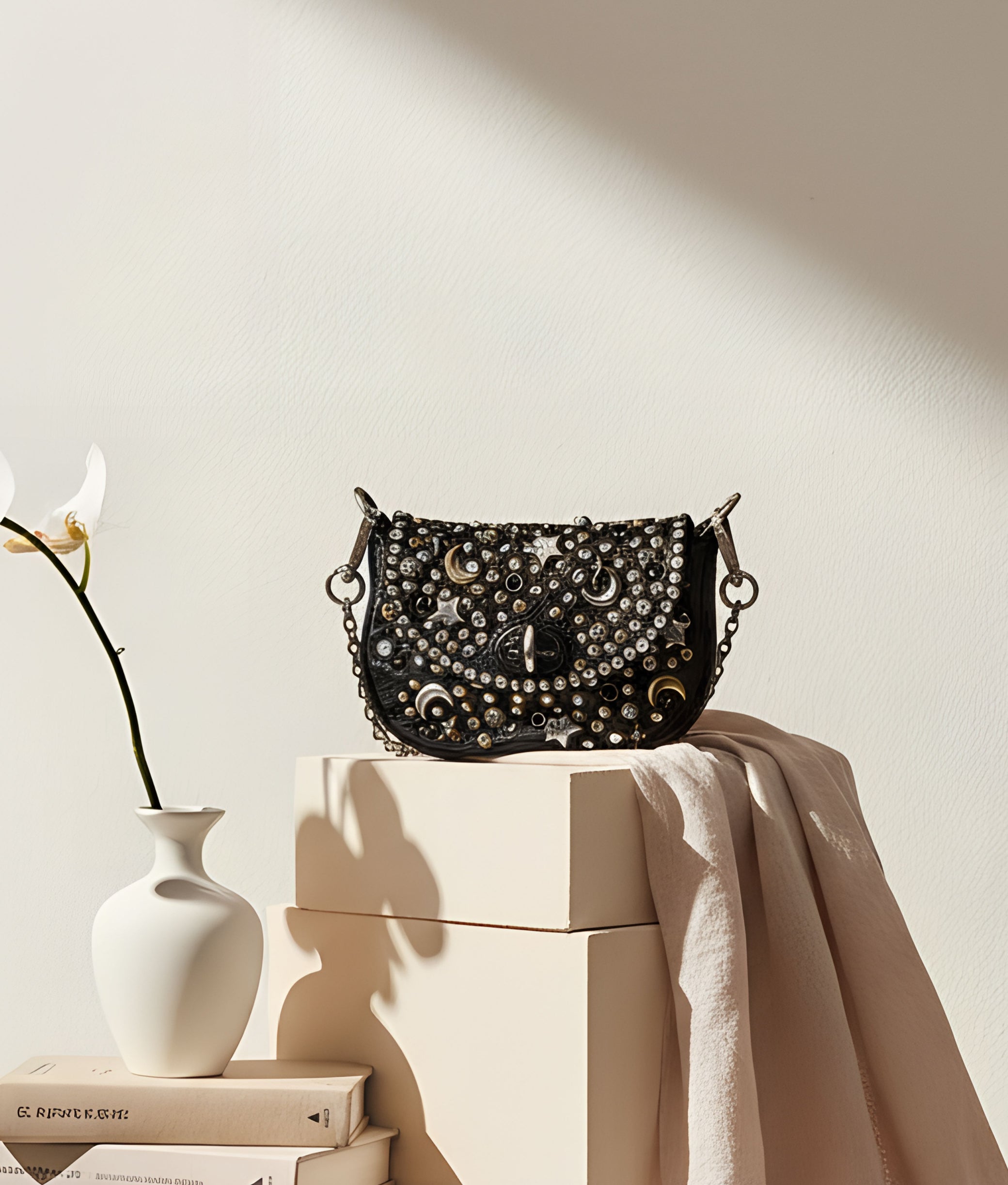 Crossbody Mix Studs Black Bag