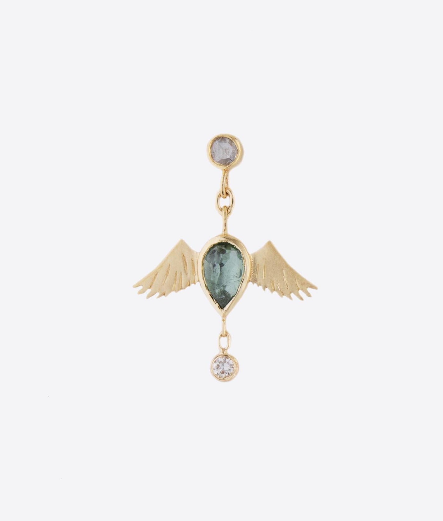 Tourmaline Pear and Diam Bird Single Earring