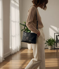 Centaurus Black Crocodile Print Bag