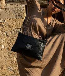 Centaurus Black Crocodile Print Bag