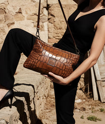 Crocodile Print Bag Centaurus Cognac