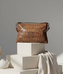 Crocodile Print Bag Centaurus Cognac