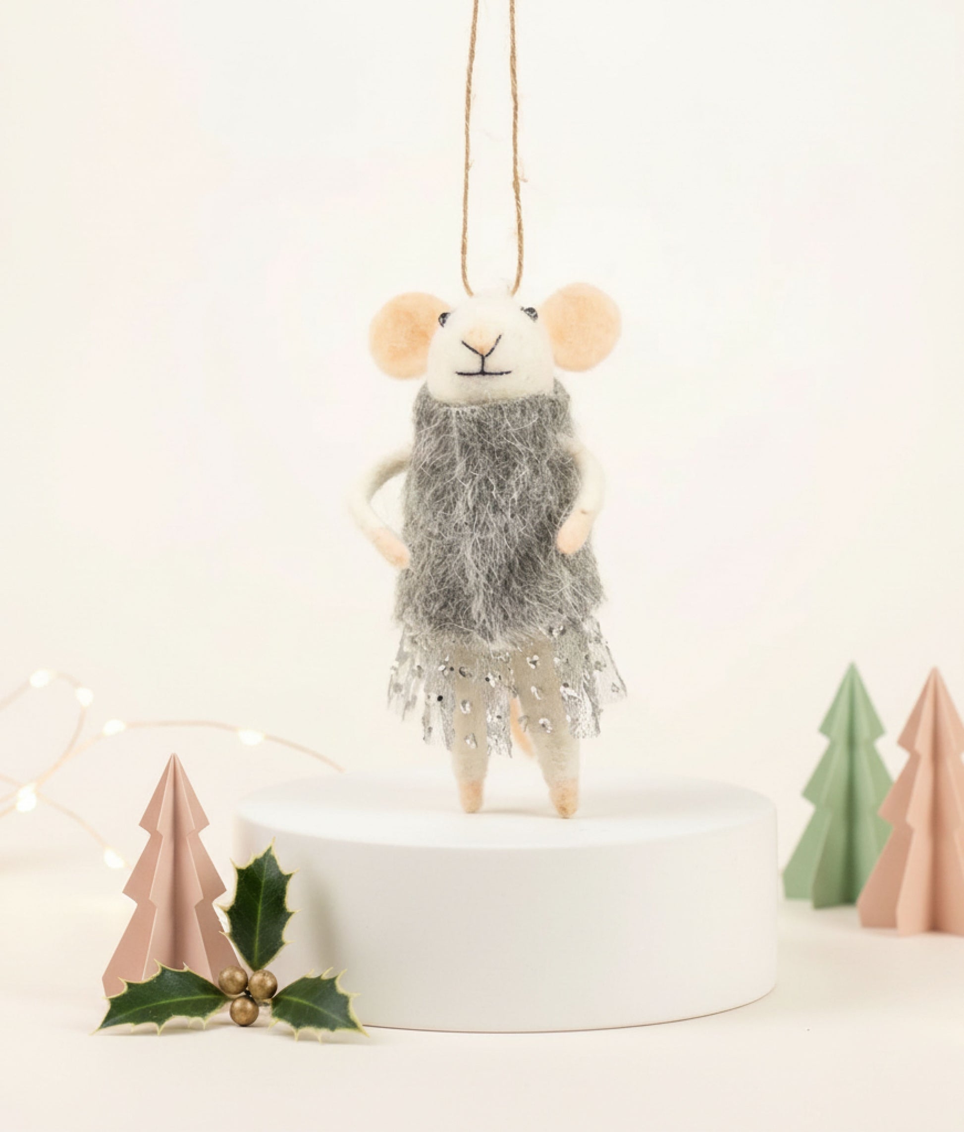 Xmas Mice White Grey Coat Skirt